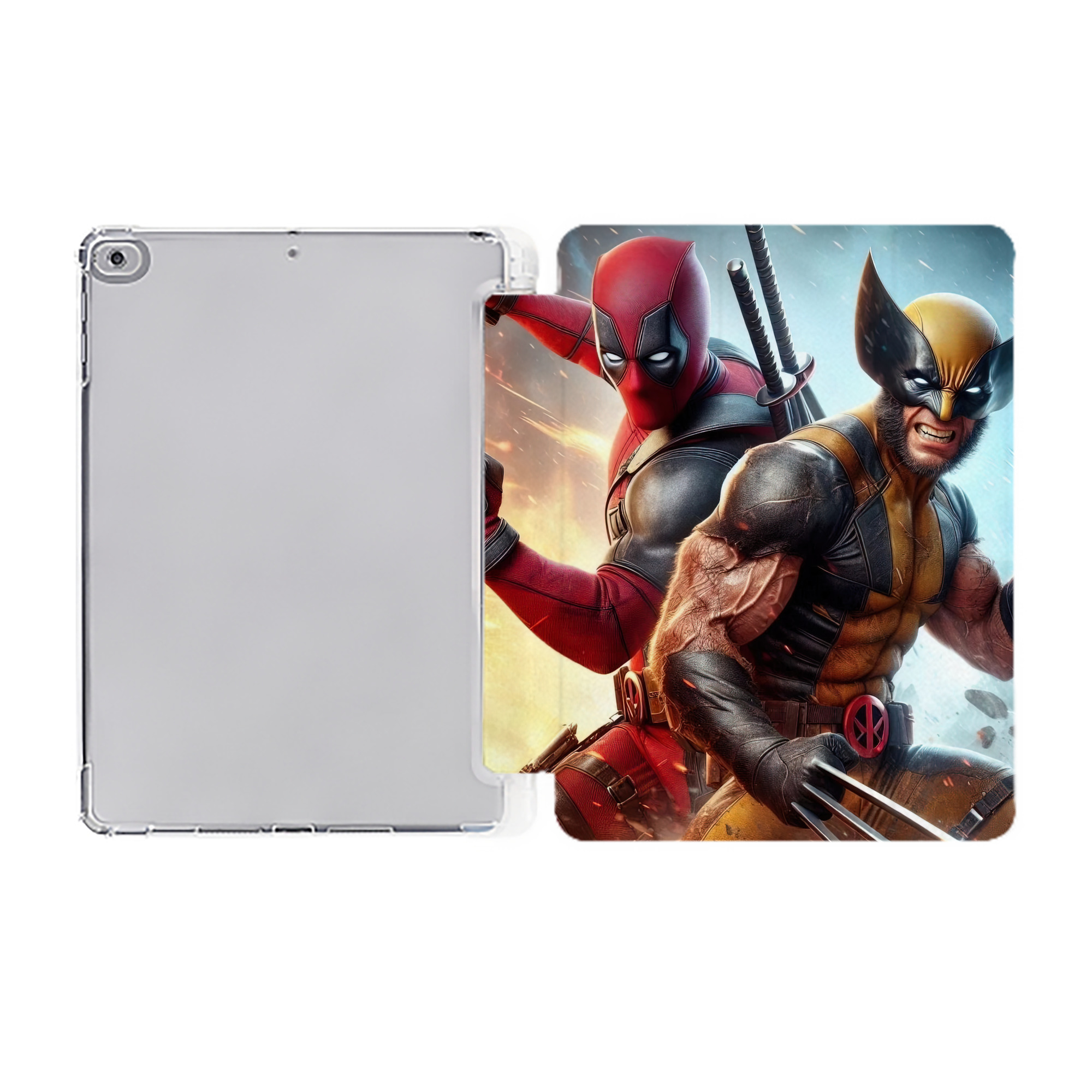 （画像用） Deadpool デッドプール IPad ケース ペン収納付き 三つ折りスタンド PUレザー×シリコン 対応機種9.5/10.5/10.9インチ
